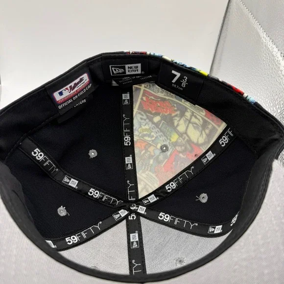 New York Yankees New Era 59FIFTY Fitted Hat 7 3/8 Comic Book Graphic Navy Grey - Picture 6 of 7